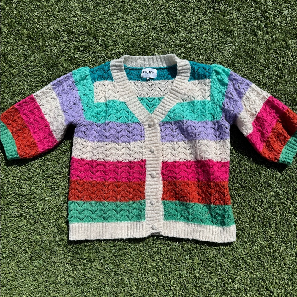 Women's Cottagecore Puff Sleeve Colorful Sweater by FRNCH Paris